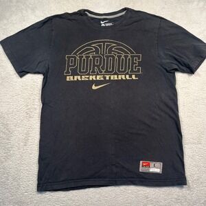 Y2K Nike Team Purdue‎ Basketball T-Shirt NCAA Graphic Tee Black L Boilermakers